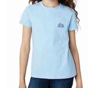 Eddie Bauer Girls Blue ExploreCuffed Sleeve  Shirt with Pocket size Lar…